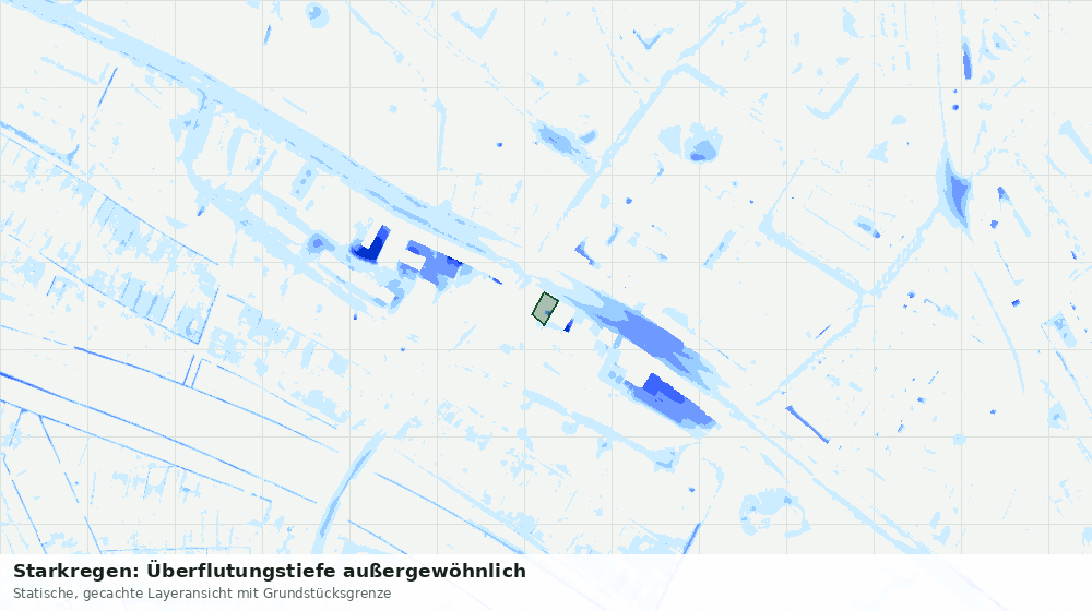 Statische Kartenansicht: Starkregen: Überflutungstiefe außergewöhnlich