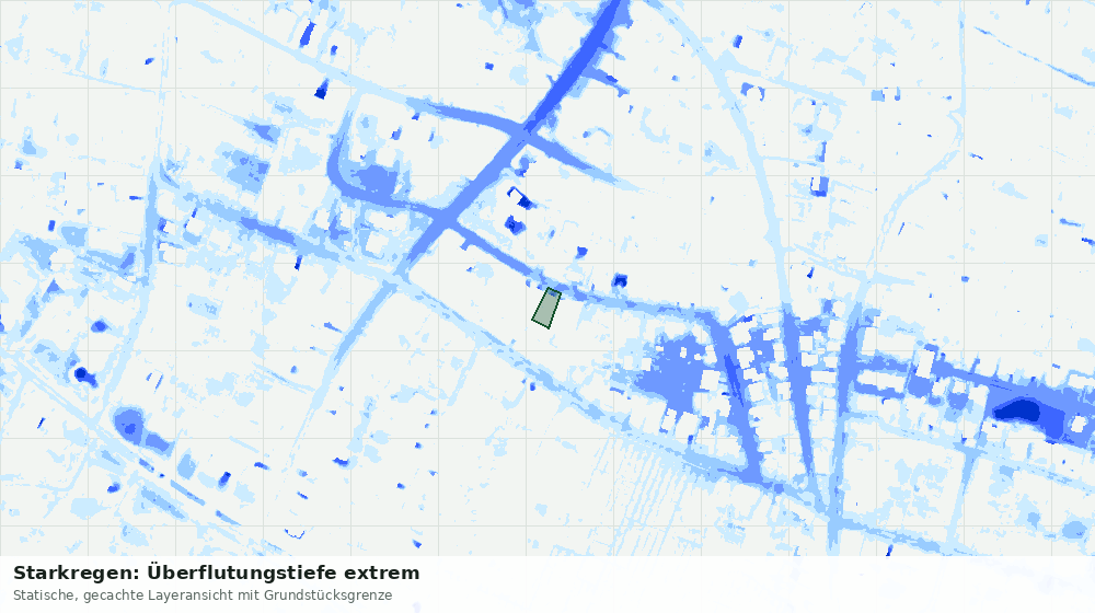 Statische Kartenansicht: Starkregen: Überflutungstiefe extrem