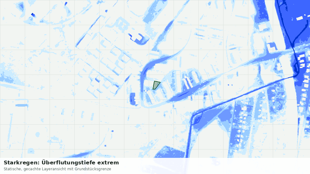 Statische Kartenansicht: Starkregen: Überflutungstiefe extrem