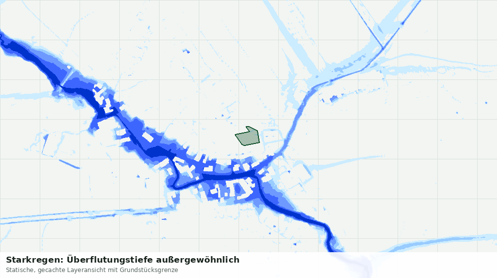 Statische Kartenansicht: Starkregen: Überflutungstiefe außergewöhnlich