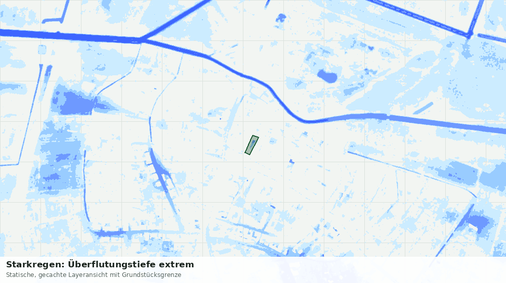Statische Kartenansicht: Starkregen: Überflutungstiefe extrem