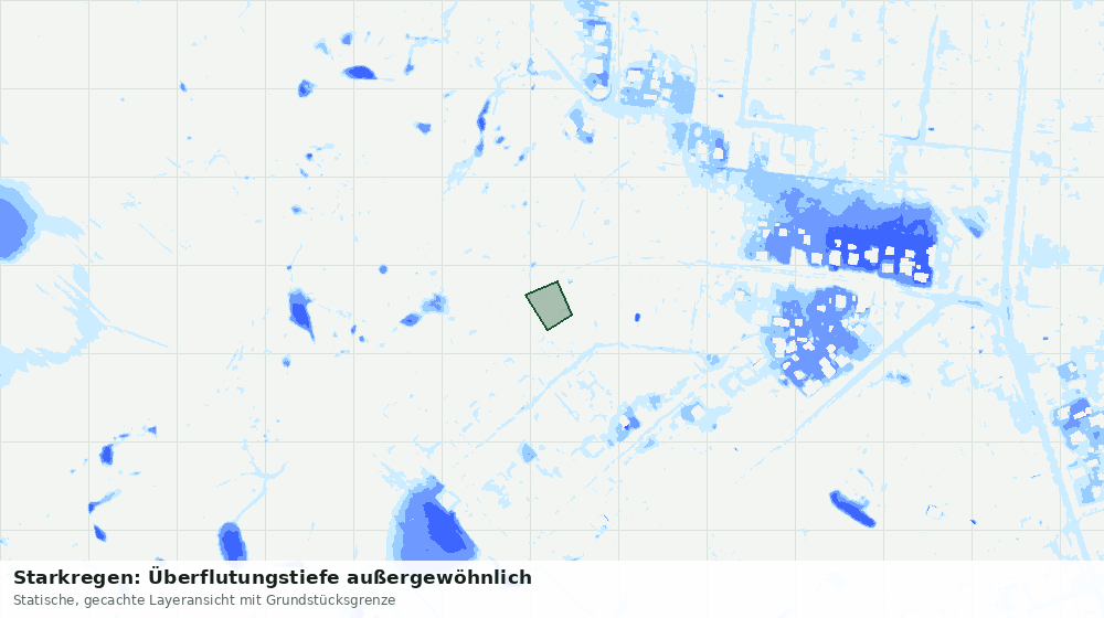 Statische Kartenansicht: Starkregen: Überflutungstiefe außergewöhnlich
