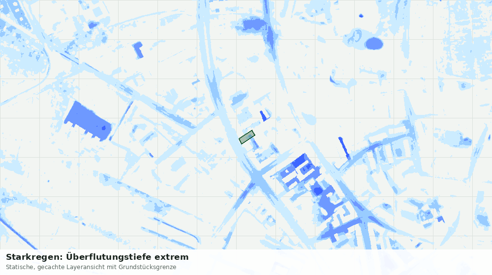 Statische Kartenansicht: Starkregen: Überflutungstiefe extrem