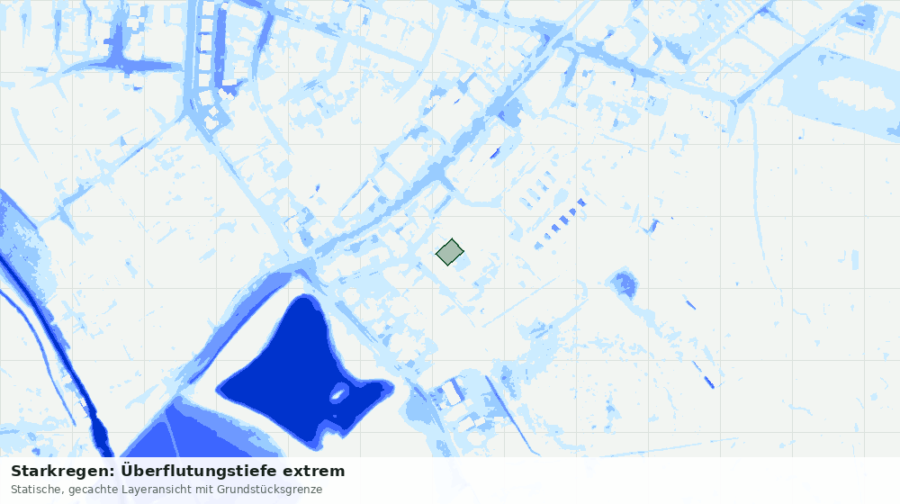 Statische Kartenansicht: Starkregen: Überflutungstiefe extrem