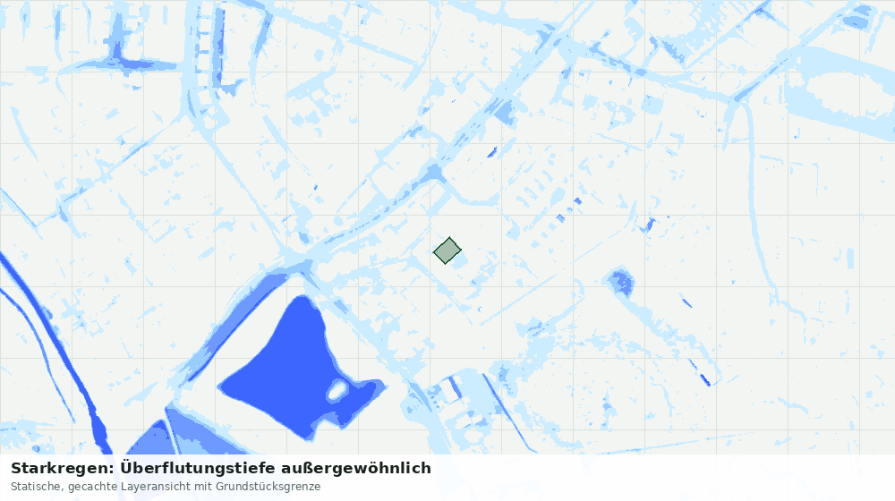 Statische Kartenansicht: Starkregen: Überflutungstiefe außergewöhnlich