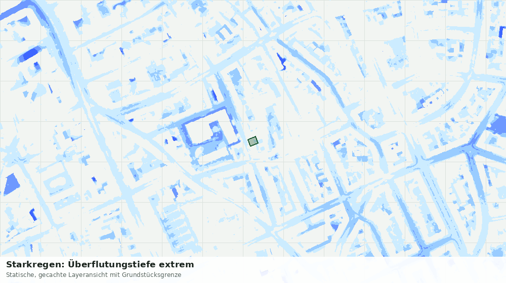 Statische Kartenansicht: Starkregen: Überflutungstiefe extrem