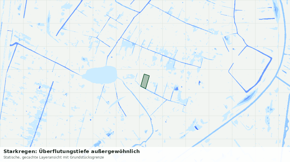 Statische Kartenansicht: Starkregen: Überflutungstiefe außergewöhnlich
