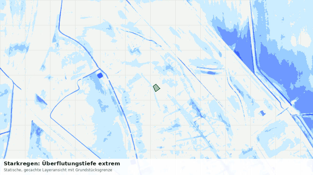 Statische Kartenansicht: Starkregen: Überflutungstiefe extrem