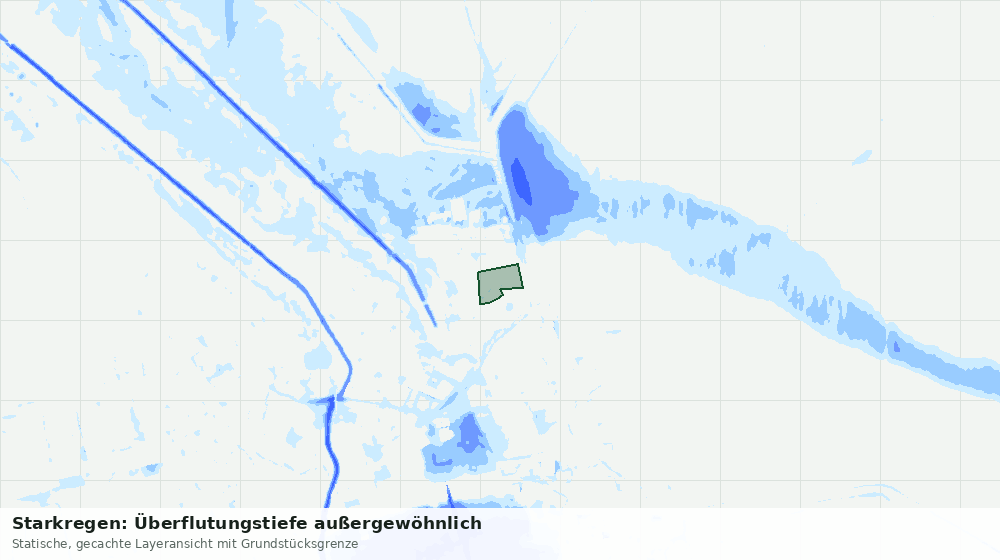 Statische Kartenansicht: Starkregen: Überflutungstiefe außergewöhnlich