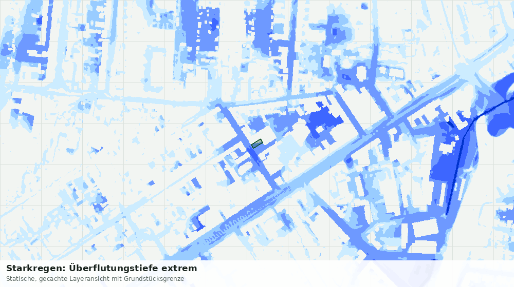 Statische Kartenansicht: Starkregen: Überflutungstiefe extrem