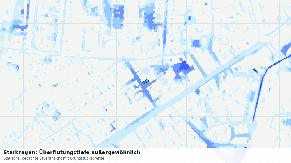 Statische Kartenansicht: Starkregen: Überflutungstiefe außergewöhnlich