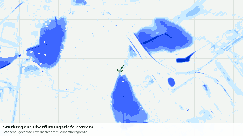 Statische Kartenansicht: Starkregen: Überflutungstiefe extrem