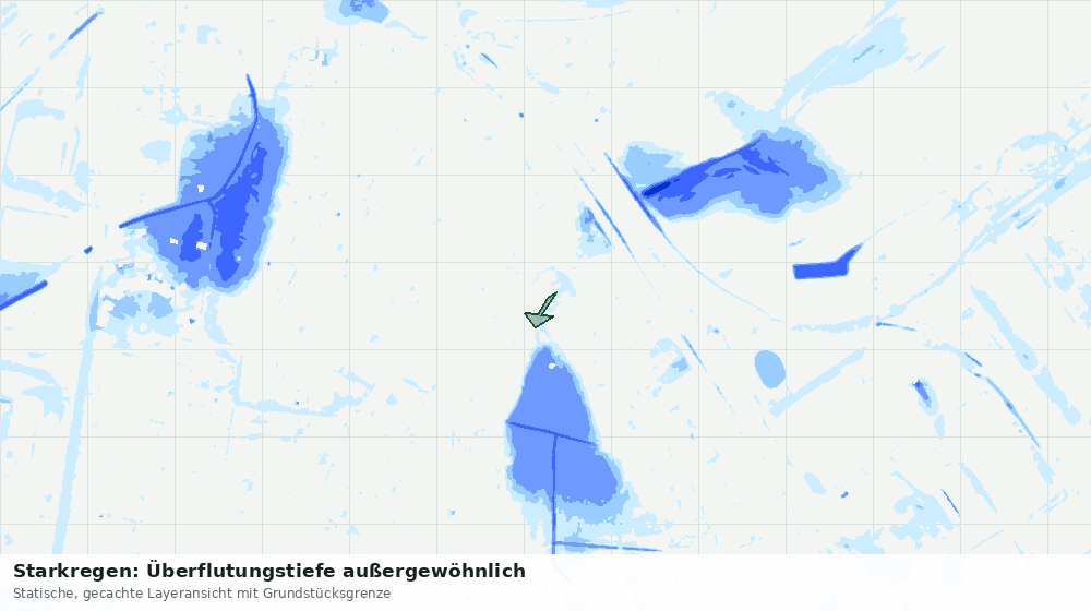 Statische Kartenansicht: Starkregen: Überflutungstiefe außergewöhnlich