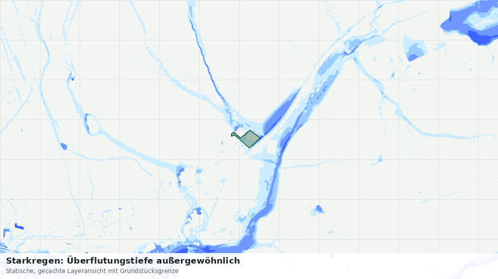 Statische Kartenansicht: Starkregen: Überflutungstiefe außergewöhnlich