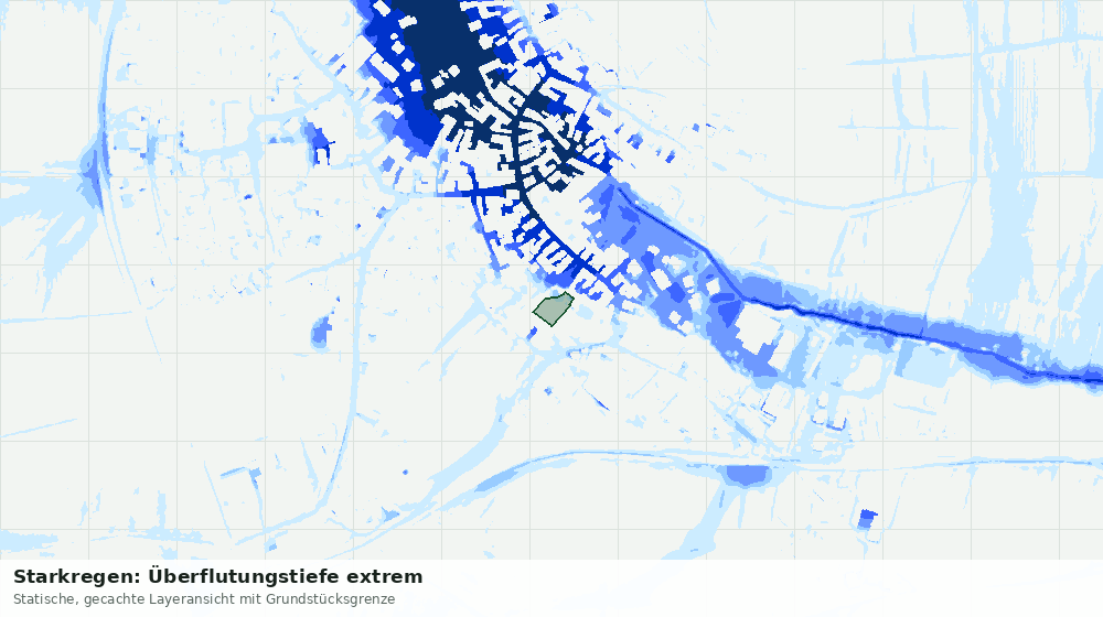 Statische Kartenansicht: Starkregen: Überflutungstiefe extrem