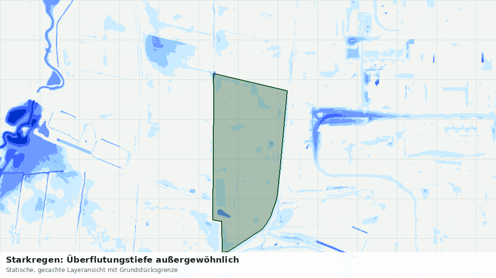 Statische Kartenansicht: Starkregen: Überflutungstiefe außergewöhnlich
