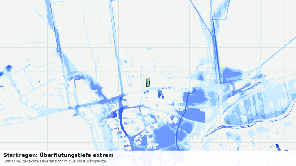 Statische Kartenansicht: Starkregen: Überflutungstiefe extrem