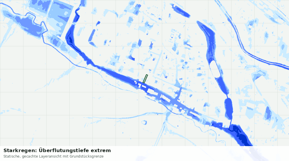 Statische Kartenansicht: Starkregen: Überflutungstiefe extrem