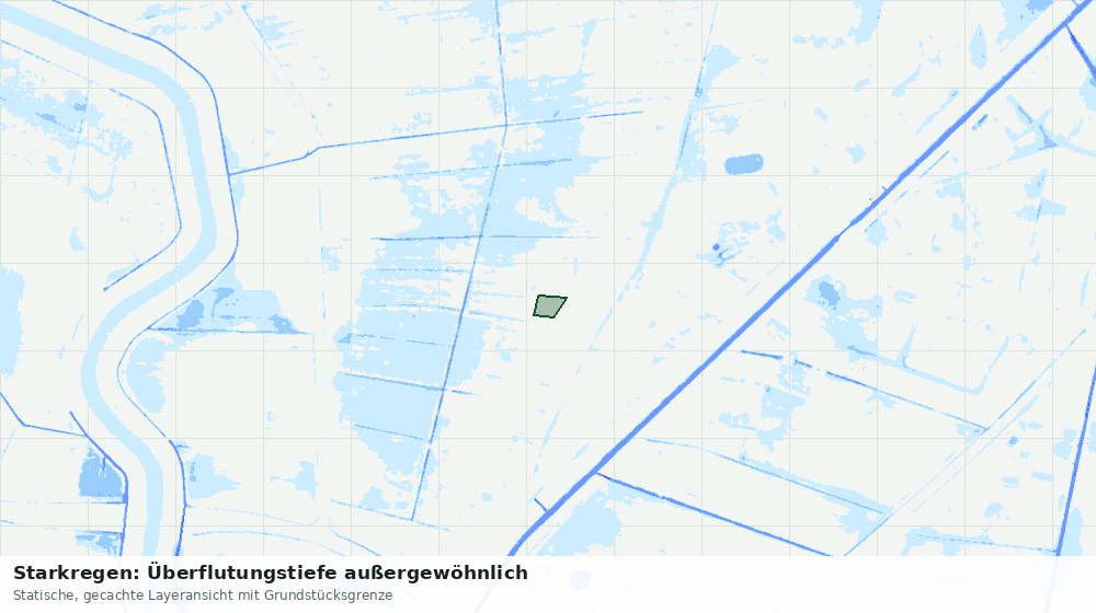 Statische Kartenansicht: Starkregen: Überflutungstiefe außergewöhnlich
