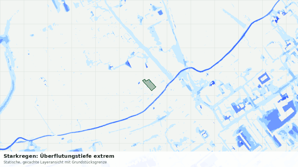 Statische Kartenansicht: Starkregen: Überflutungstiefe extrem