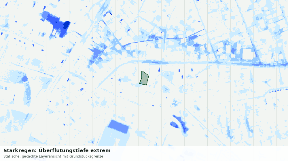 Statische Kartenansicht: Starkregen: Überflutungstiefe extrem