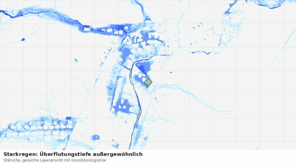 Statische Kartenansicht: Starkregen: Überflutungstiefe außergewöhnlich