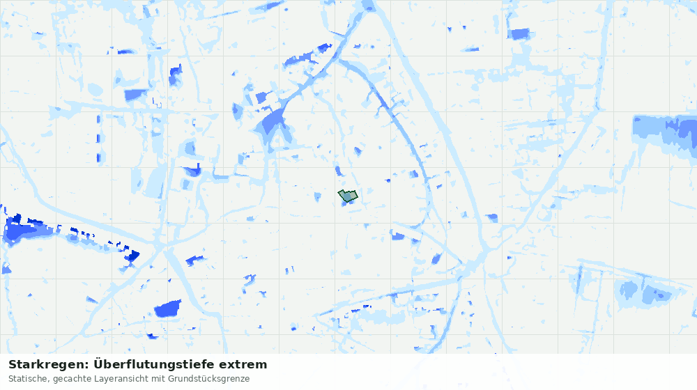 Statische Kartenansicht: Starkregen: Überflutungstiefe extrem