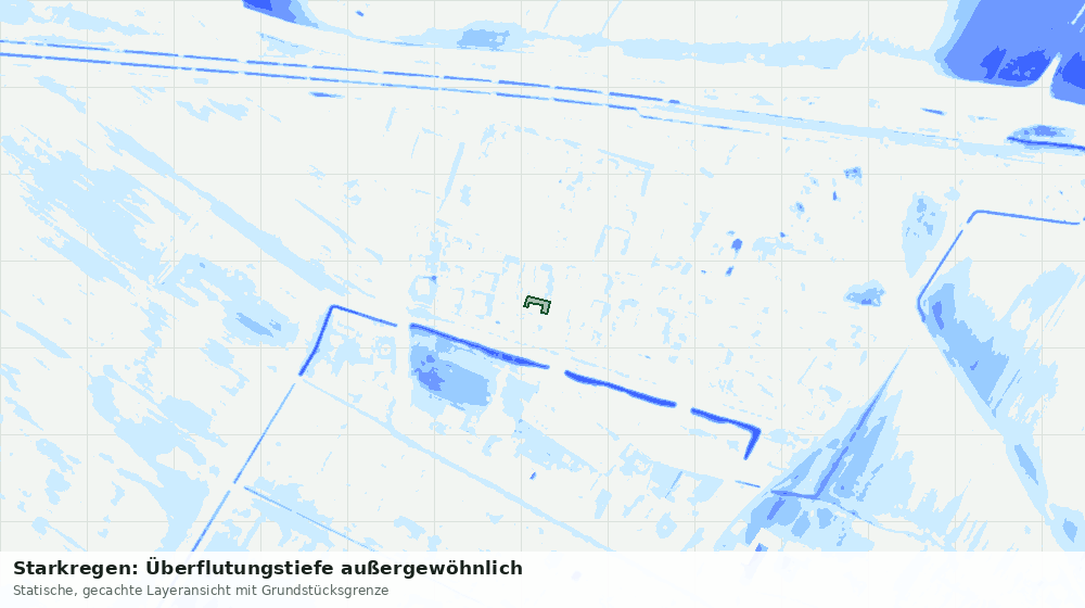 Statische Kartenansicht: Starkregen: Überflutungstiefe außergewöhnlich