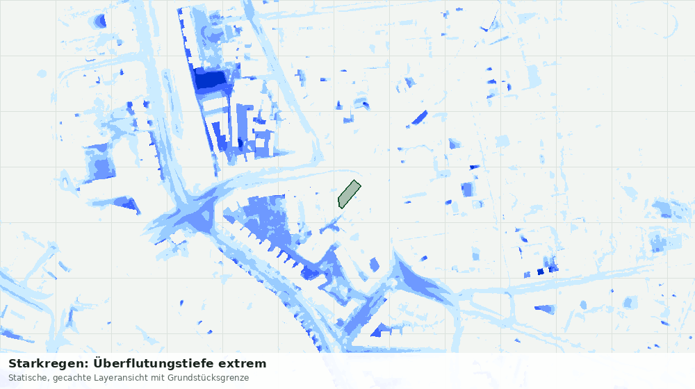 Statische Kartenansicht: Starkregen: Überflutungstiefe extrem
