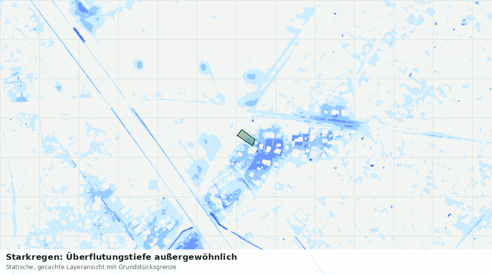 Statische Kartenansicht: Starkregen: Überflutungstiefe außergewöhnlich