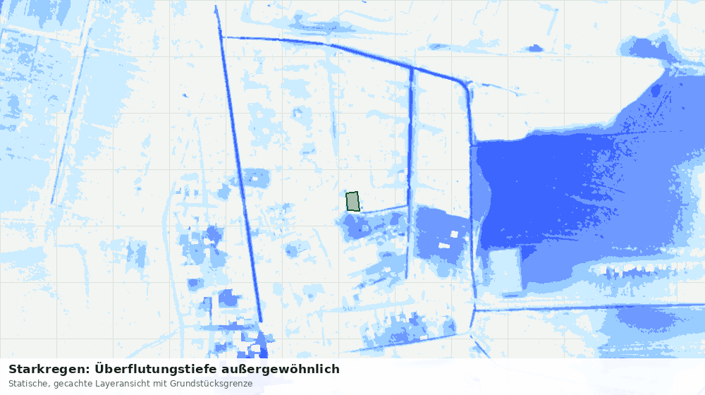 Statische Kartenansicht: Starkregen: Überflutungstiefe außergewöhnlich