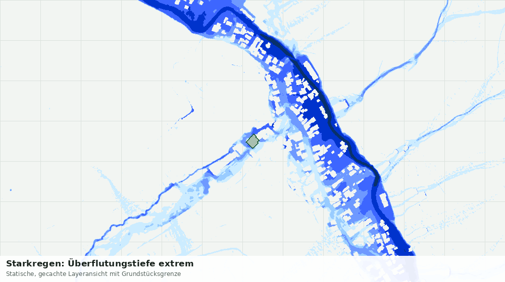 Statische Kartenansicht: Starkregen: Überflutungstiefe extrem