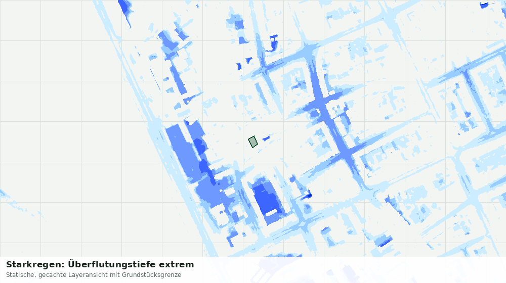 Statische Kartenansicht: Starkregen: Überflutungstiefe extrem
