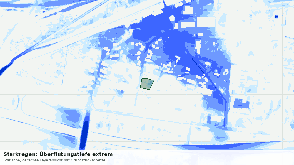 Statische Kartenansicht: Starkregen: Überflutungstiefe extrem
