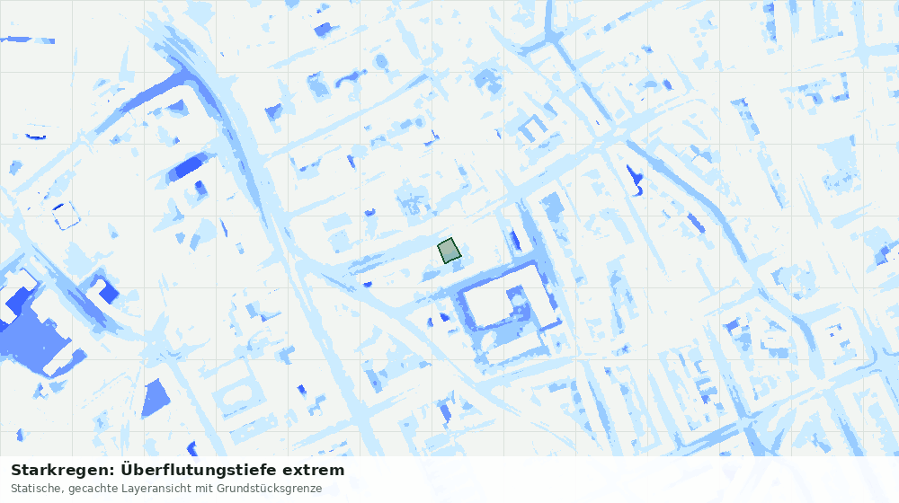 Statische Kartenansicht: Starkregen: Überflutungstiefe extrem