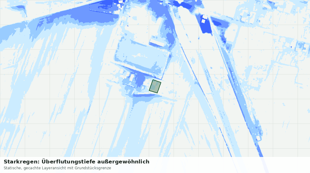 Statische Kartenansicht: Starkregen: Überflutungstiefe außergewöhnlich