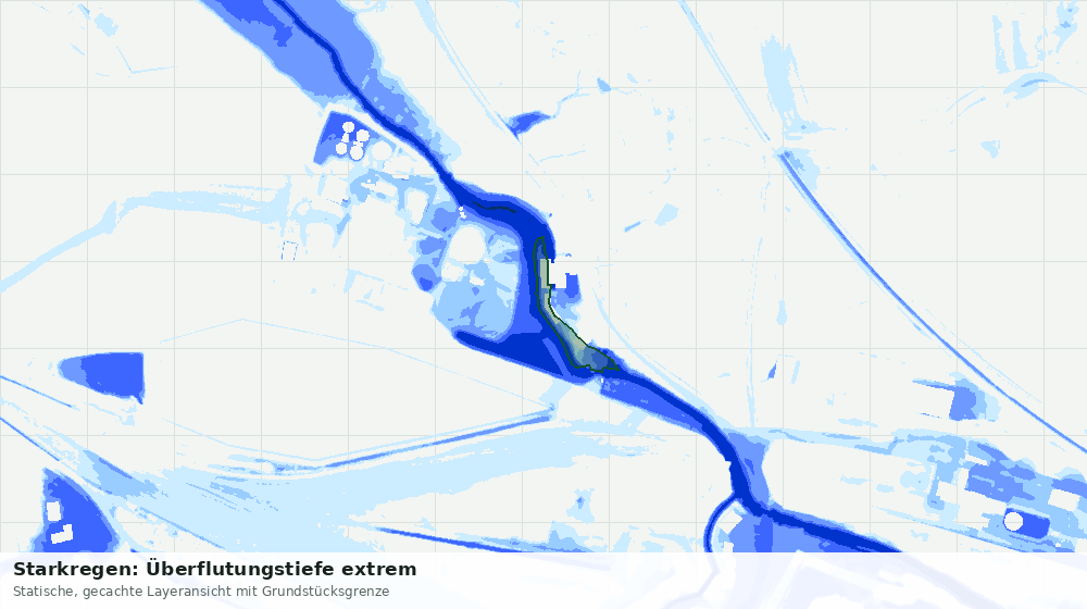 Statische Kartenansicht: Starkregen: Überflutungstiefe extrem