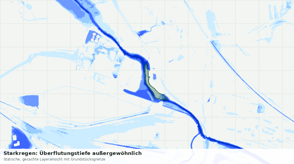 Statische Kartenansicht: Starkregen: Überflutungstiefe außergewöhnlich