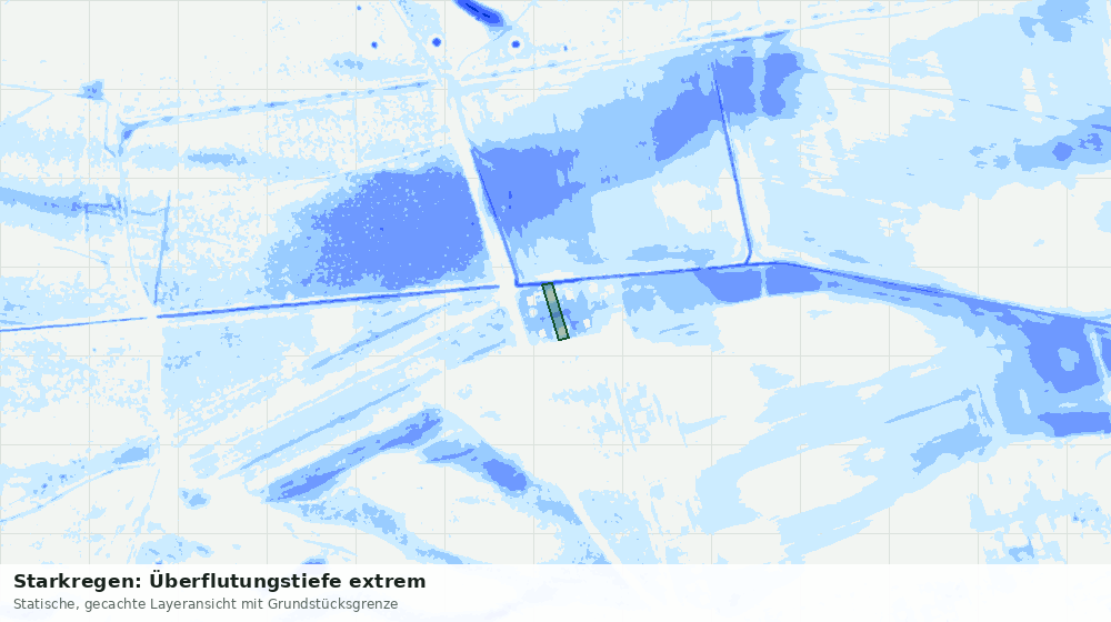 Statische Kartenansicht: Starkregen: Überflutungstiefe extrem