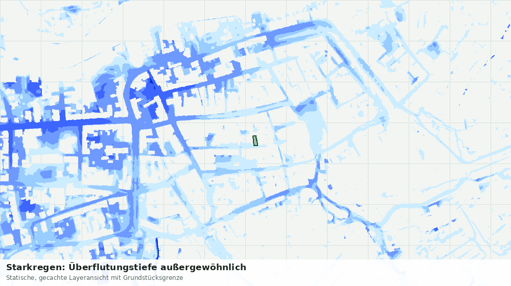 Statische Kartenansicht: Starkregen: Überflutungstiefe außergewöhnlich