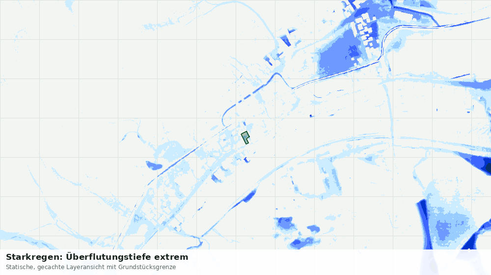 Statische Kartenansicht: Starkregen: Überflutungstiefe extrem