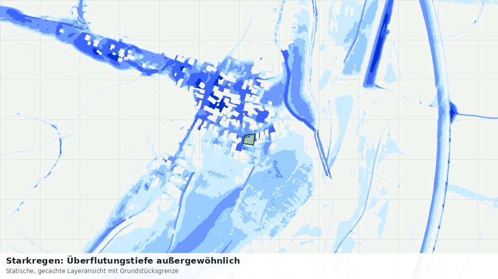 Statische Kartenansicht: Starkregen: Überflutungstiefe außergewöhnlich