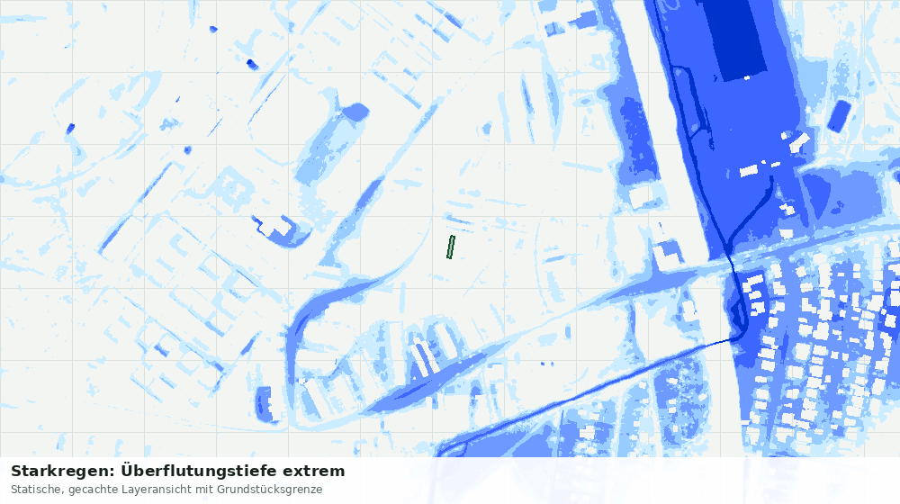 Statische Kartenansicht: Starkregen: Überflutungstiefe extrem