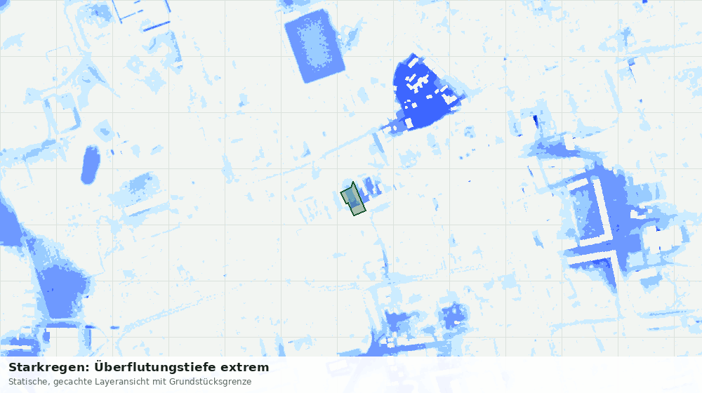 Statische Kartenansicht: Starkregen: Überflutungstiefe extrem