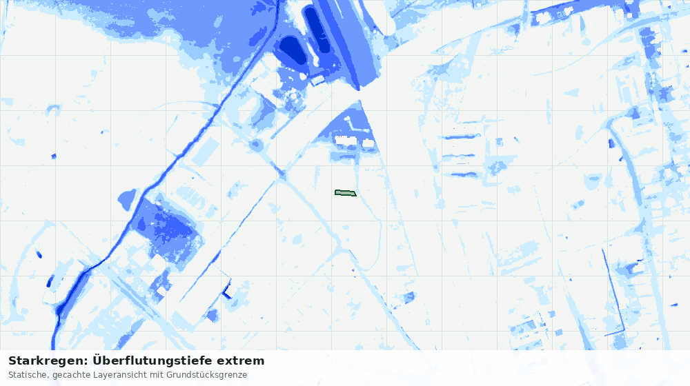 Statische Kartenansicht: Starkregen: Überflutungstiefe extrem