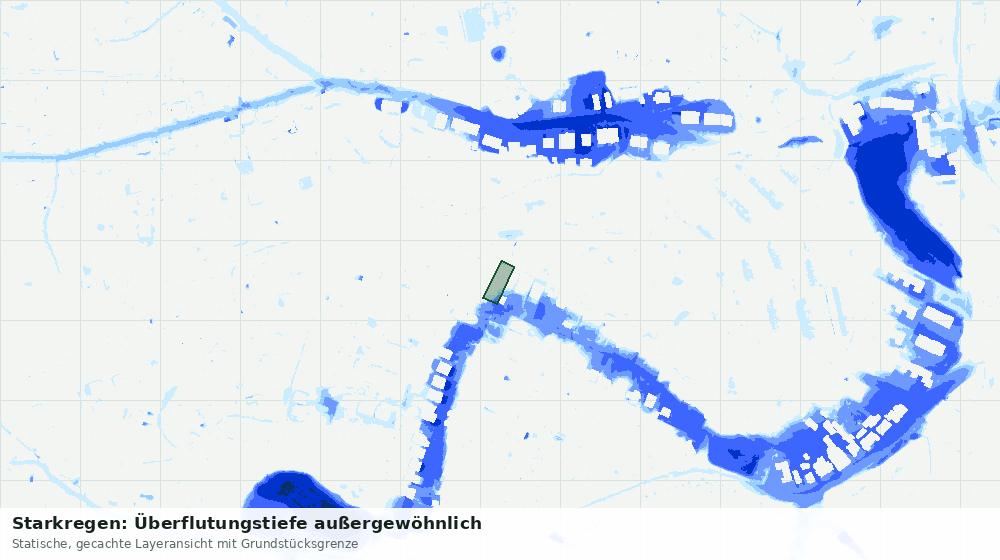 Statische Kartenansicht: Starkregen: Überflutungstiefe außergewöhnlich