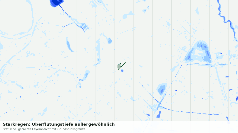 Statische Kartenansicht: Starkregen: Überflutungstiefe außergewöhnlich