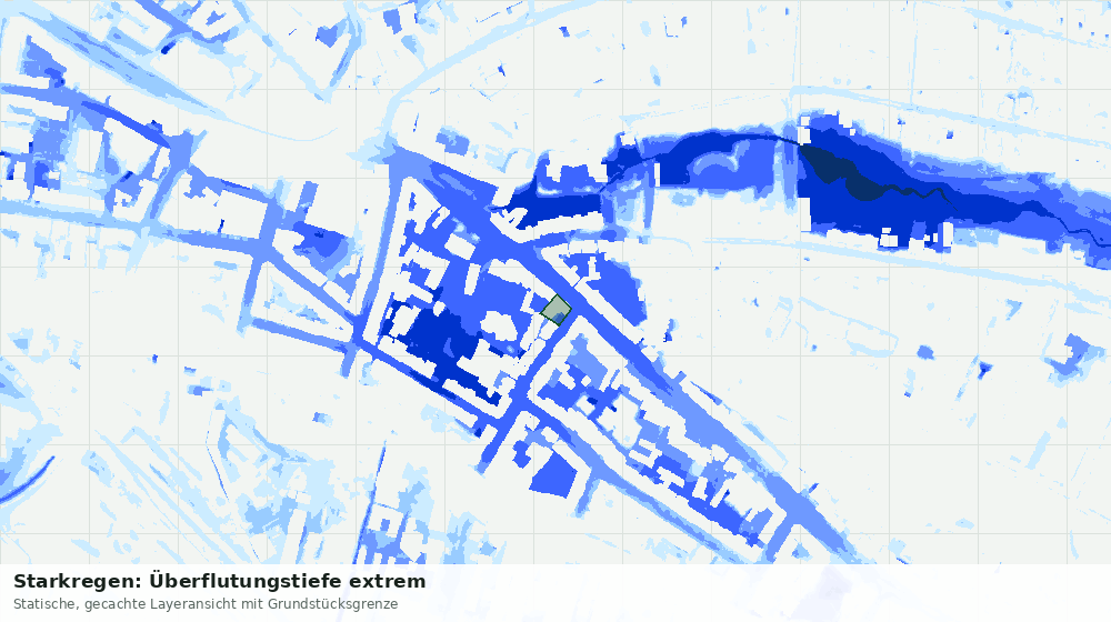 Statische Kartenansicht: Starkregen: Überflutungstiefe extrem