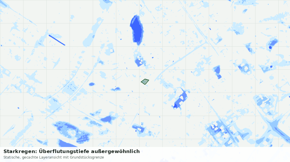 Statische Kartenansicht: Starkregen: Überflutungstiefe außergewöhnlich