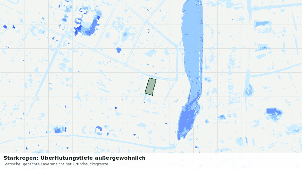 Statische Kartenansicht: Starkregen: Überflutungstiefe außergewöhnlich